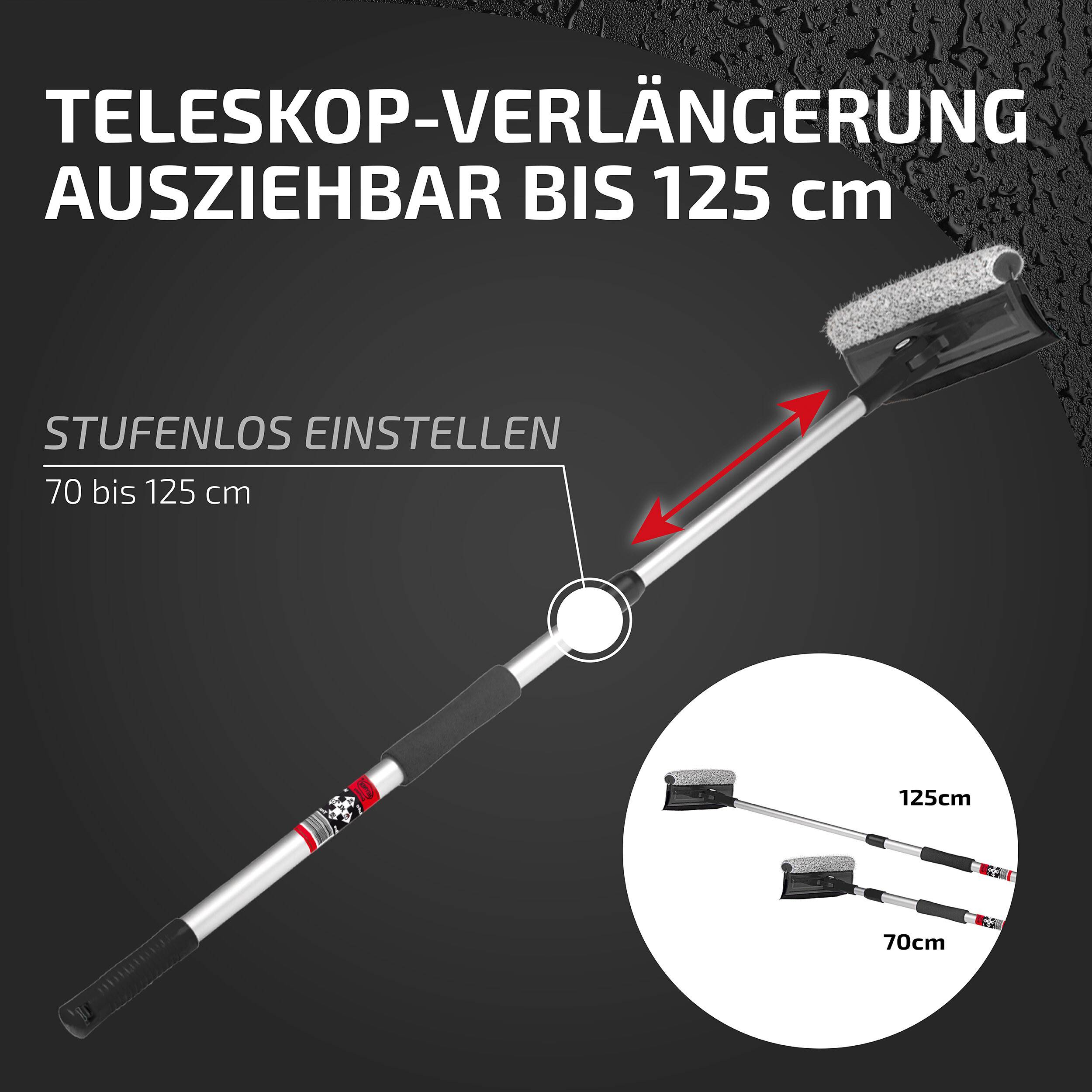 HEYNER® Scheibenreiniger mit Teleskopgriff 70-125cm, 70x25 cm Auto Fensterwischer klappbar, Mikrofaserbezug-3