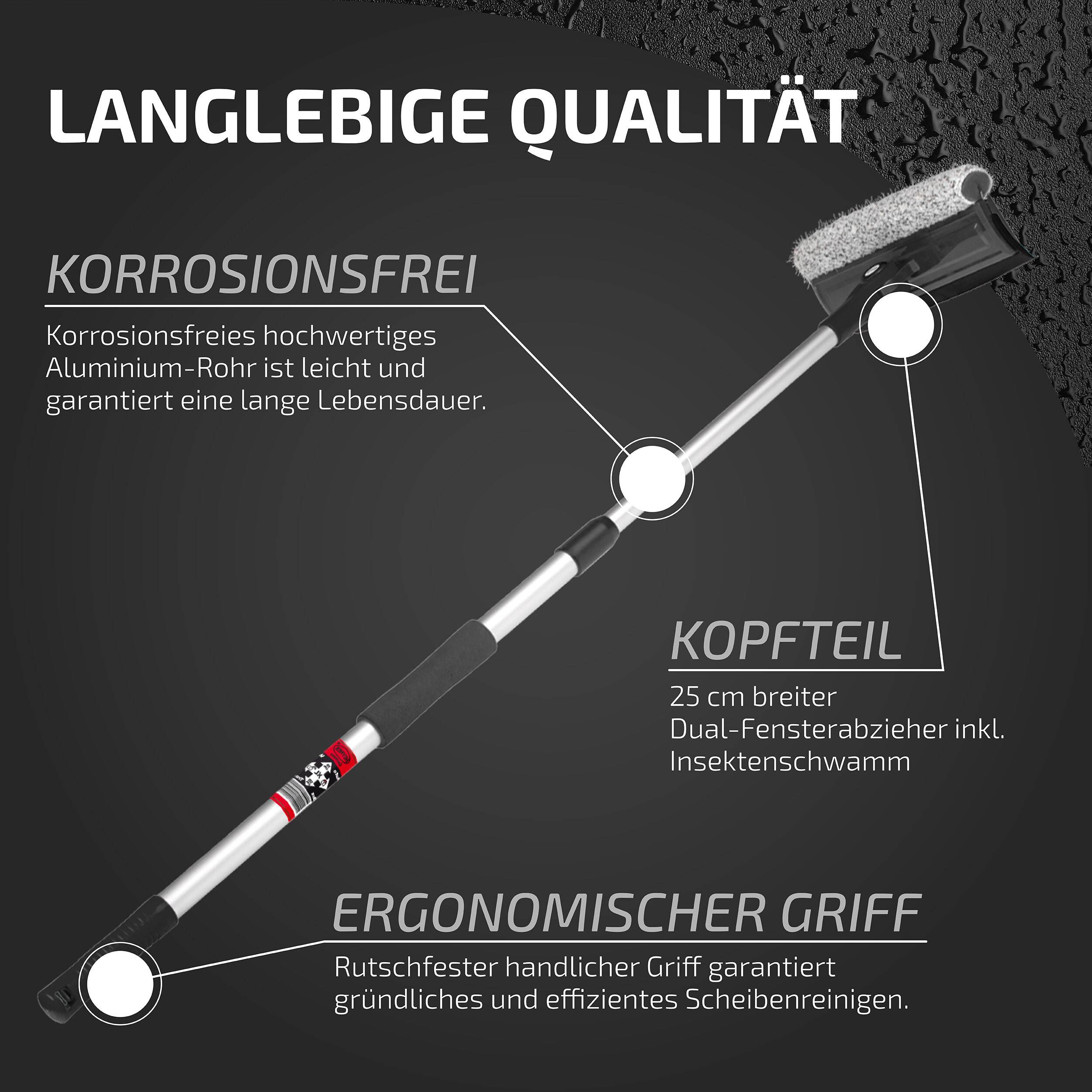 HEYNER® Scheibenreiniger mit Teleskopgriff 70-125cm, 70x25 cm Auto Fensterwischer klappbar, Mikrofaserbezug-4