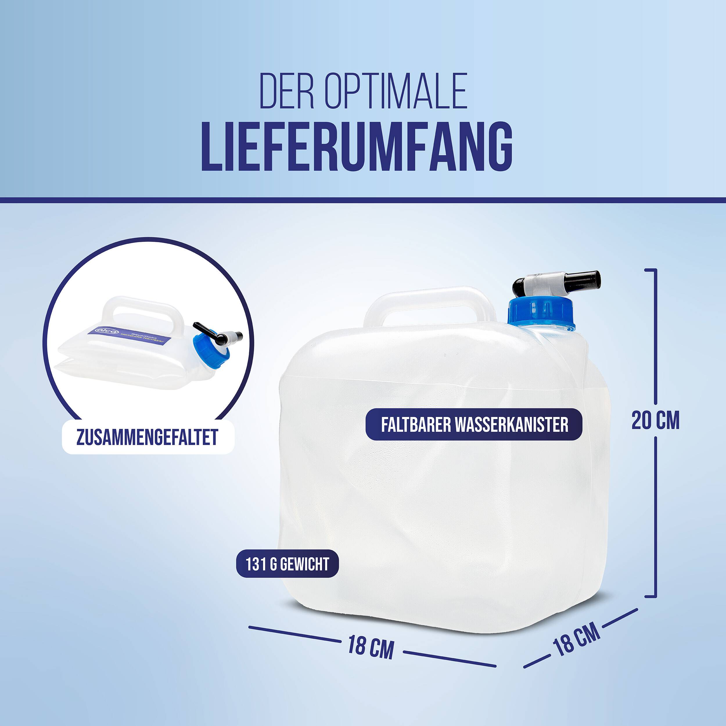 alca® Wasserkanister faltbar 5 l, Trinkwasserbehälter mit Ablasshahn BPA-frei-2