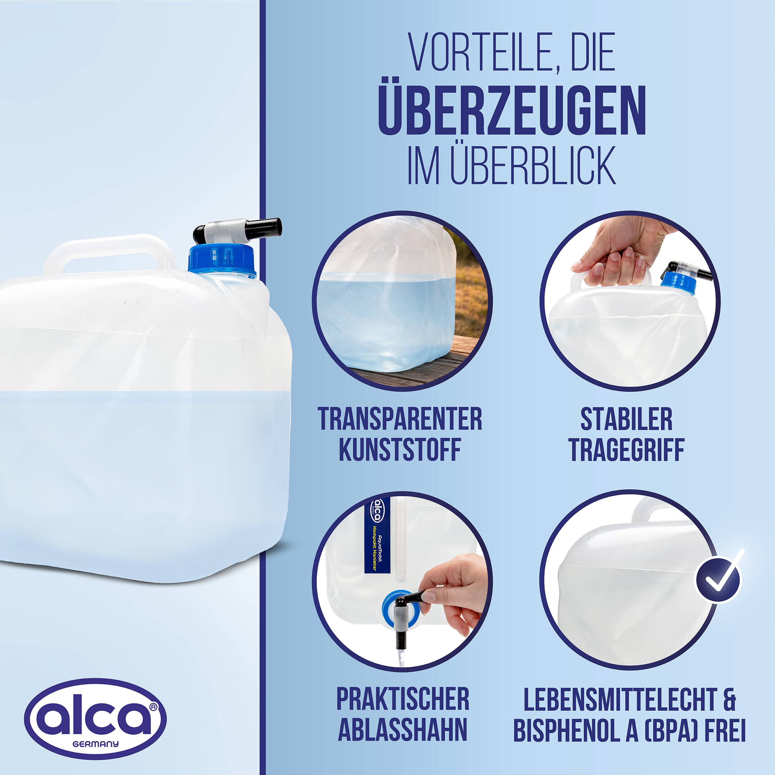 alca® Wasserkanister faltbar 5 l, Trinkwasserbehälter mit Ablasshahn BPA-frei-3