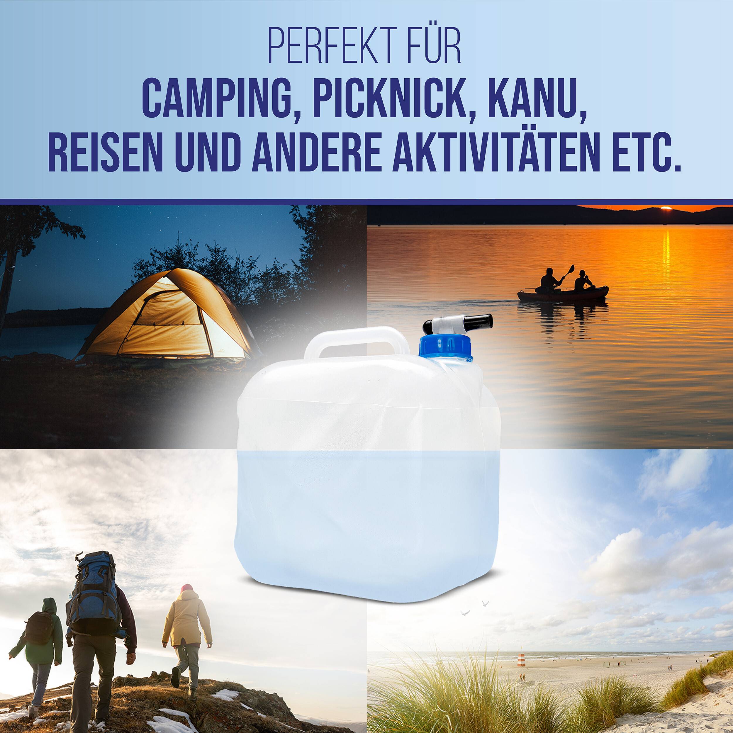 alca® Wasserkanister faltbar 5 l, Trinkwasserbehälter mit Ablasshahn BPA-frei-4