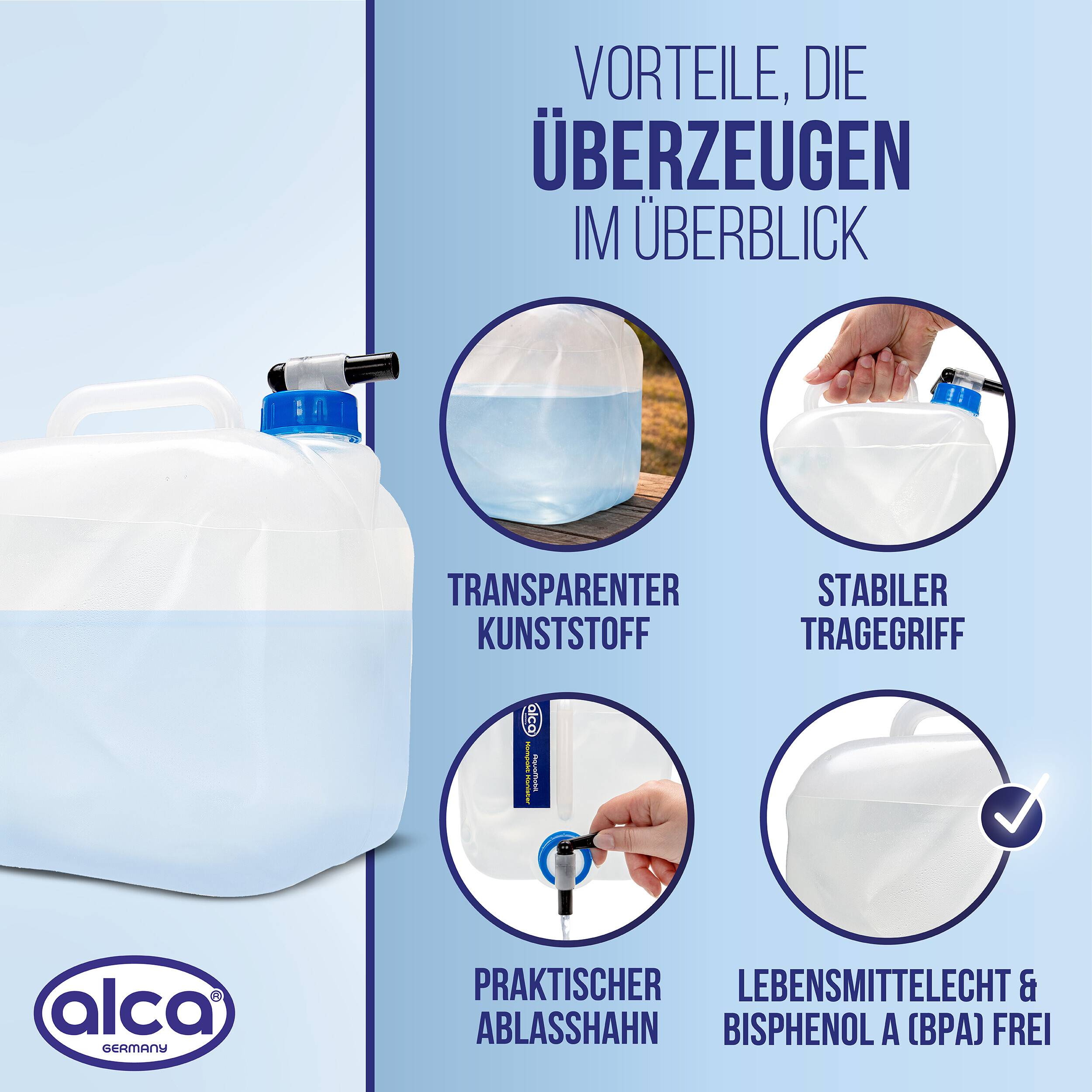 alca® Wasserkanister faltbar 10 l, Trinkwasserbehälter mit Ablasshahn BPA-frei-3