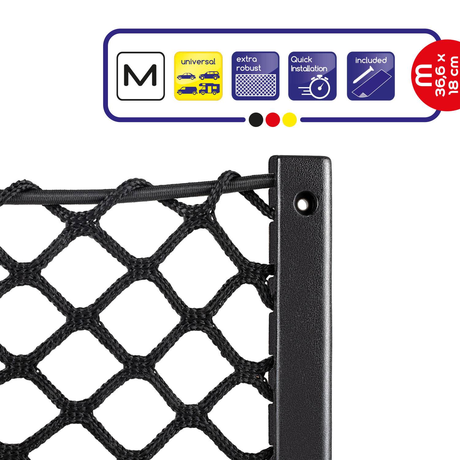 alca® Ablagenetz M für Camping und Auto Innenraum Universal 36,6 x 18 cm Extra stabiler Kunststoffrahmen, Reißfestes-1