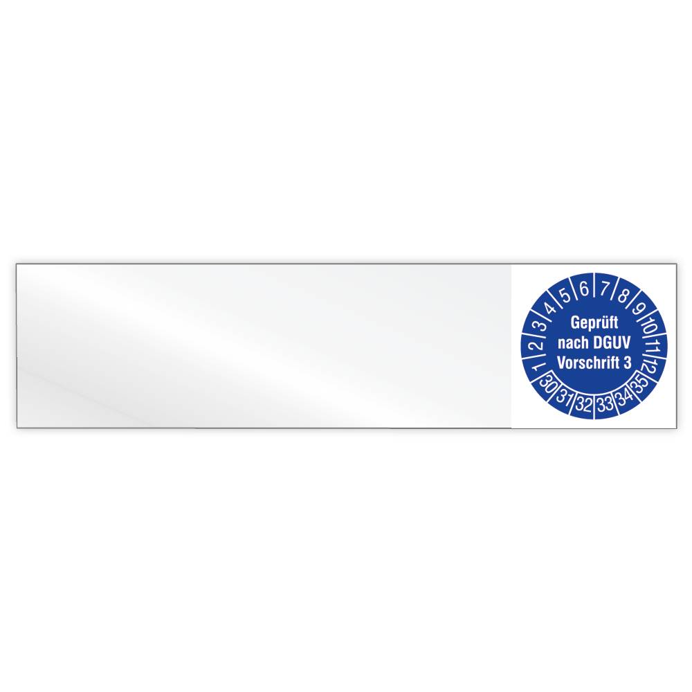Kabelprüfplakette, Geprüft nach DGUV Vorschrift 3, Jahr 2030 - 2035, Vinylfolie, 100 x 25 mm, 80/Heft-0