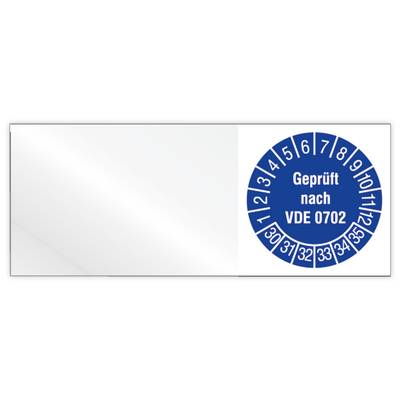 Kabelprüfplakette, Geprüft nach VDE 0702, Jahr 2030 - 2035, Vinylfolie, 50 x 20 mm, 160/Heft-0