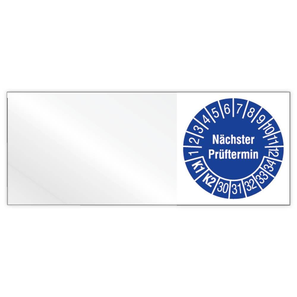 Kabelprüfplakette, Nächster Prüftermin K1/K2, Jahr 2030 - 2034, Vinylfolie, 50 x 20 mm, 160/Heft-0