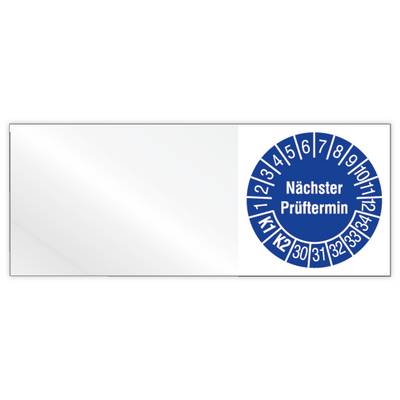 Kabelprüfplakette, Nächster Prüftermin K1/K2, Jahr 2030 - 2034, Vinylfolie, 50 x 20 mm, 160/Heft-0