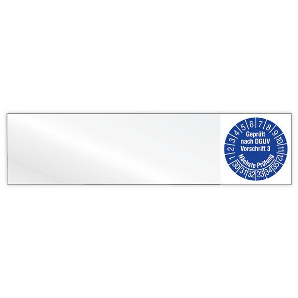 Kabelprüfplakette, Geprüft nach DGUV V3, Nächste Prüfung, 2030, Vinylfolie, 100 x 25 mm, 80/Heft
