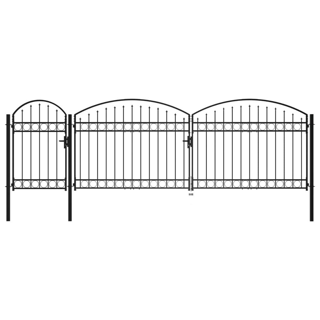 vidaXL Gartentor Assen mit Bogenabschluss Stahl 1,25 x 5 m Schwarz-0