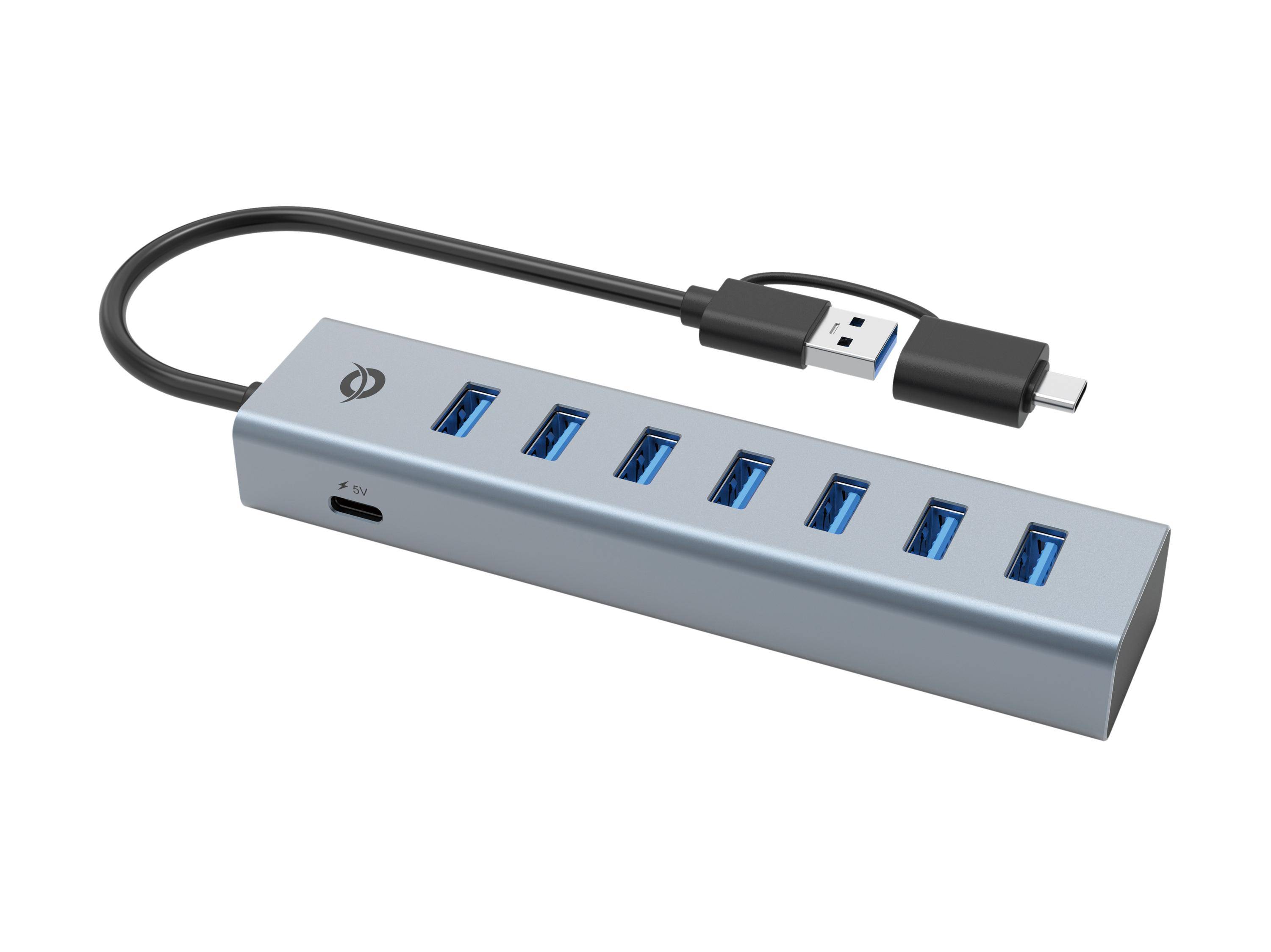 Conceptronic HUBBIES21GP 7-Port-USB 3.0-Hub mit Netzteil, 5Gbps, USB-A x 7, USB 3.2 Gen 1 (3.1 Gen-3