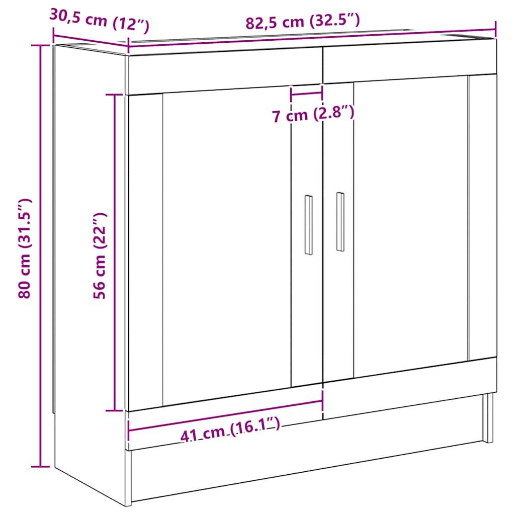 Vitrinenschrank Sonoma-Eiche 82,5x30,5x80 cm Spanplatte-4