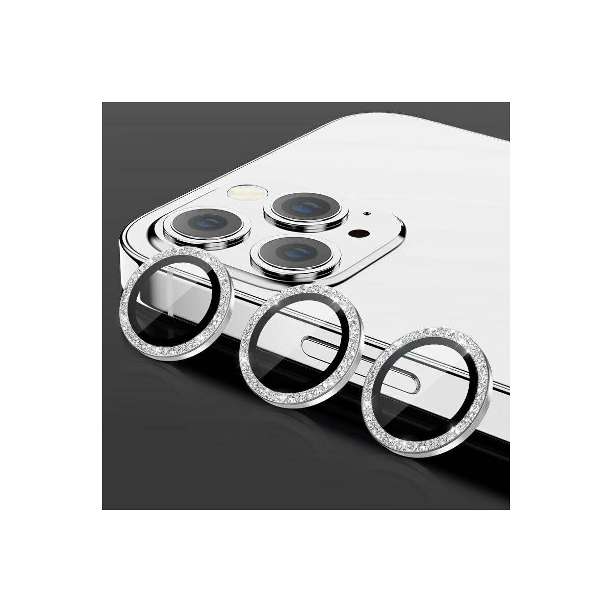 Lens Shield Glas Kameraglas kompatibel mit iPhone 16 Pro Silber Diamond-1
