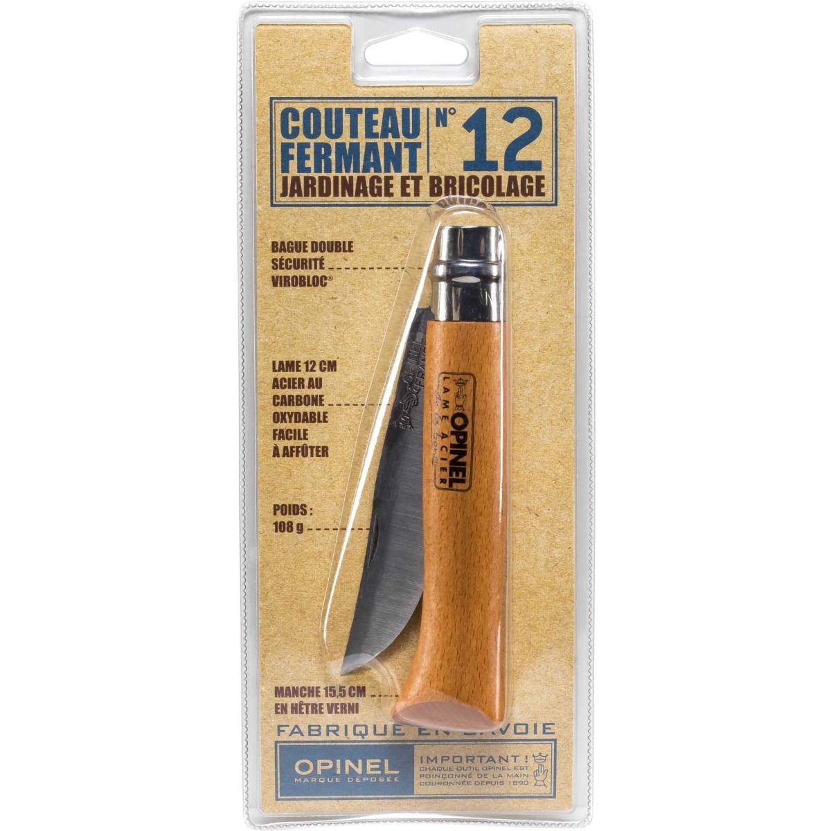 Opinel Taschenmesser No. 12 Carbonklinge mit Holzgriff-0