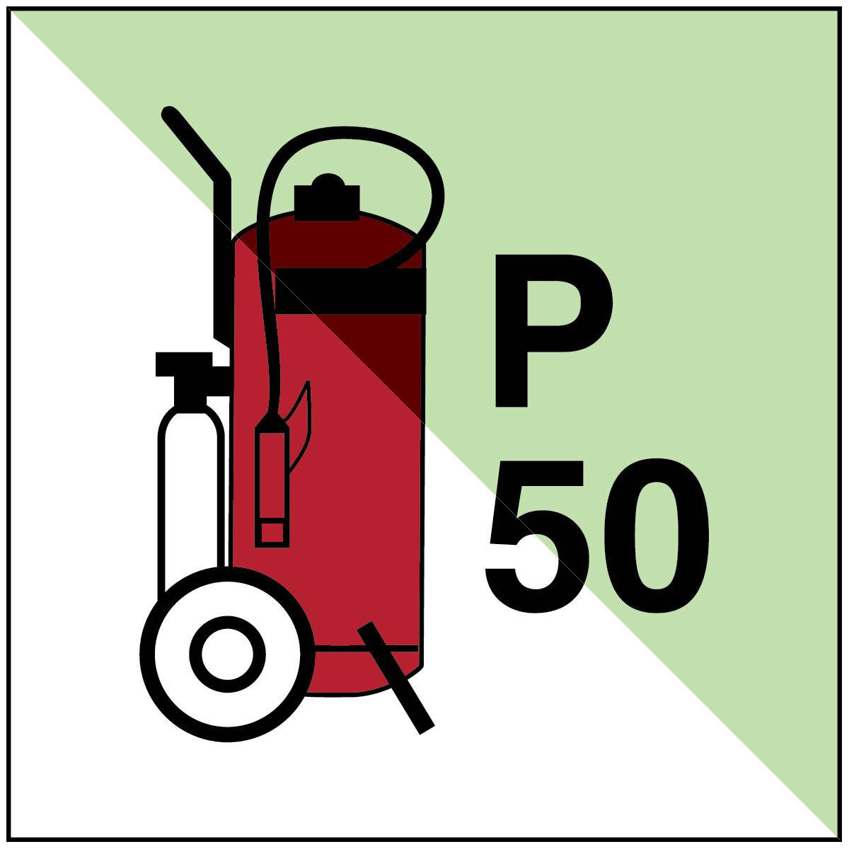 Brady; IMO PIC IMO185; B-7568; Feuerlöscher auf Rädern P50 - IMO; Langnachleuchtender Polyester, Klasse B; Schwarz &-2