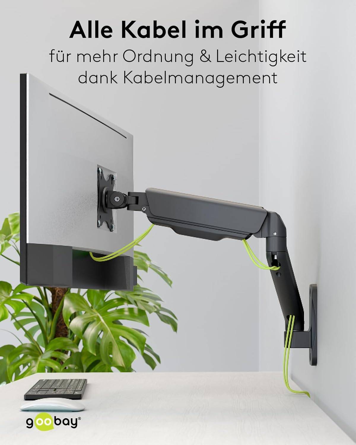 Goobay 70820 Monitorhalterung zur Wandmontage 43 cm (17") - 81 cm (32") VESA Monitorarm schwenkbar neigbar 9 kg-4