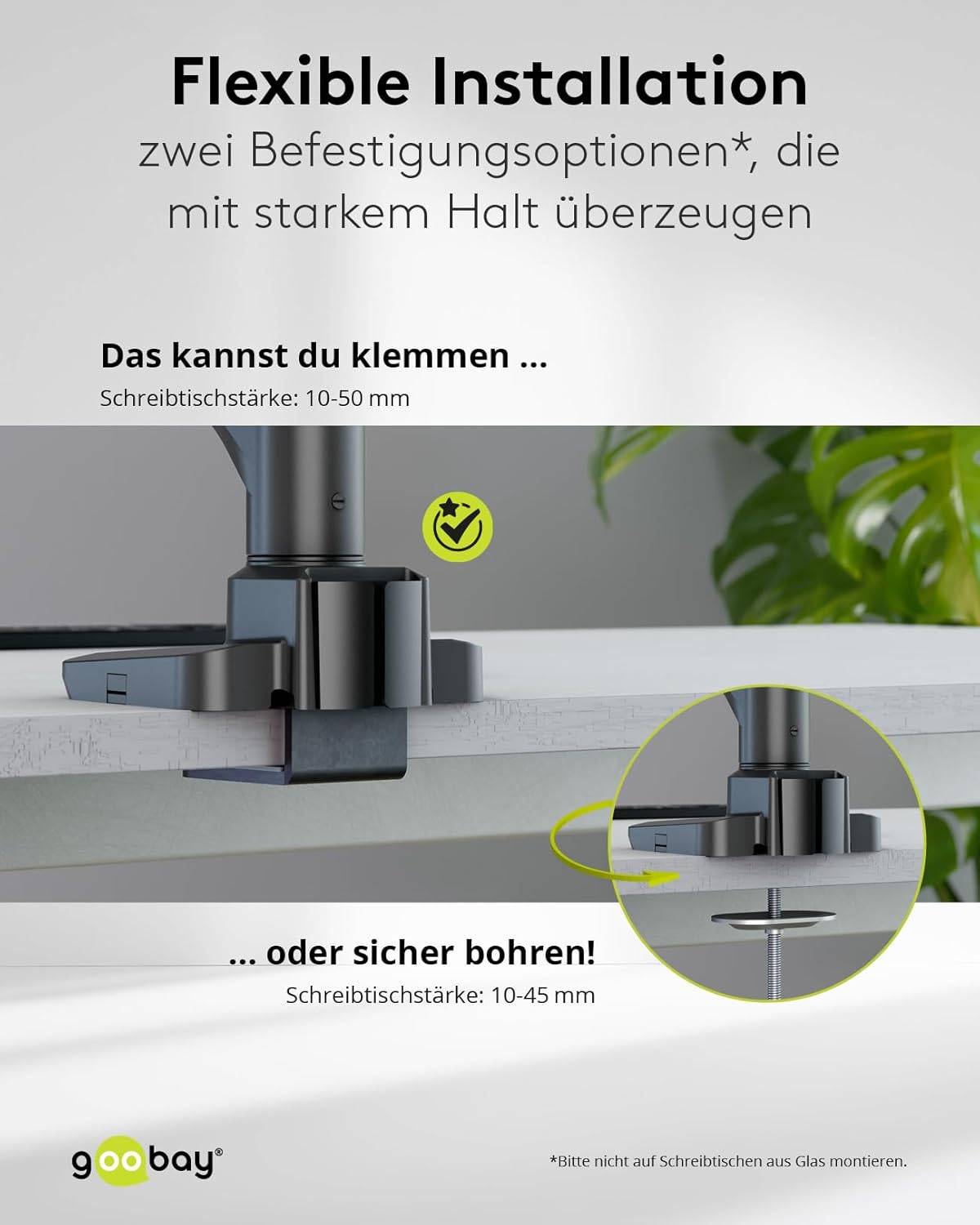 Goobay 74416 Monitorhalterung zur Tischmontage 43 cm (17") - 124 cm (49") VESA Monitorarm schwenkbar neigbar 20 kg-5