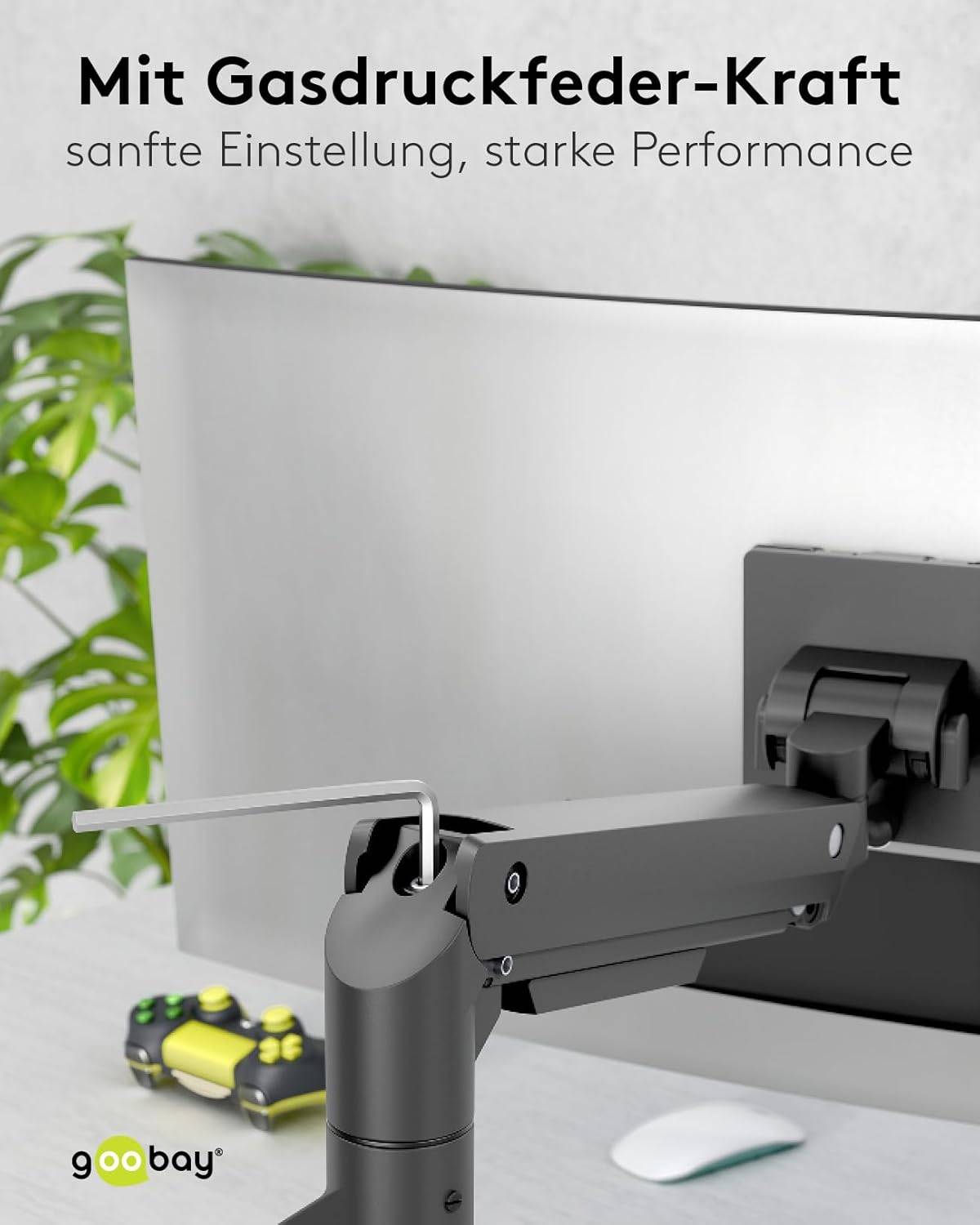 Goobay 74416 Monitorhalterung zur Tischmontage 43 cm (17") - 124 cm (49") VESA Monitorarm schwenkbar neigbar 20 kg-6