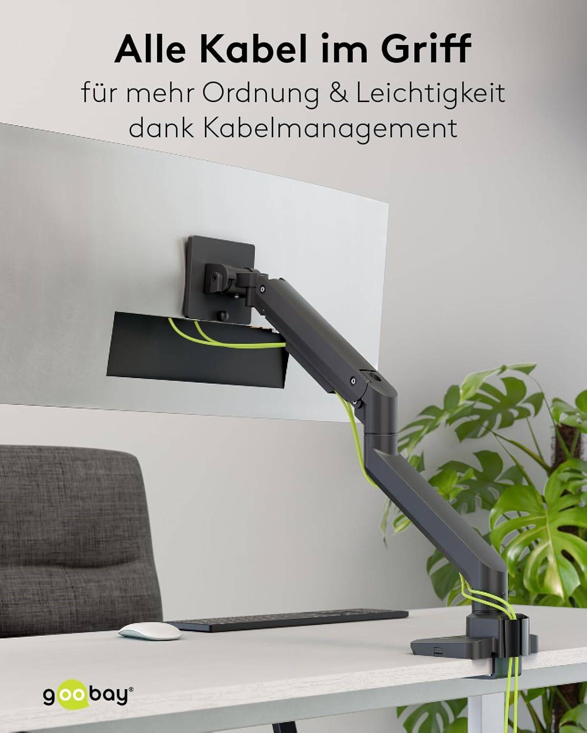 Goobay 74416 Monitorhalterung zur Tischmontage 43 cm (17") - 124 cm (49") VESA Monitorarm schwenkbar neigbar 20 kg-4