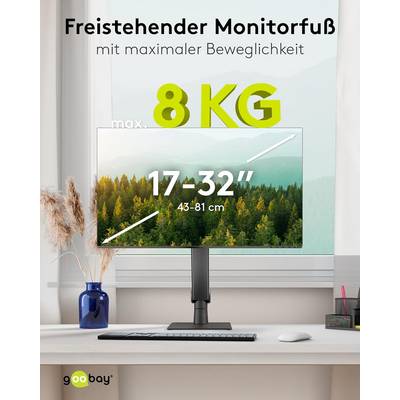 Goobay 70821 Monitorhalterung freistehend Gasdruckfeder 43 cm (17") - 81 cm (32") VESA schwenkbar neigbar 8 kg-1