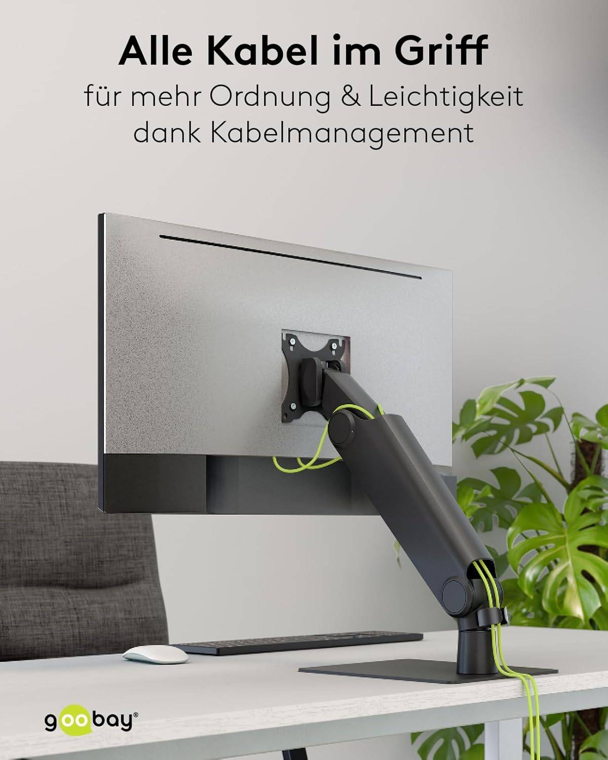 Goobay 70821 Monitorhalterung freistehend Gasdruckfeder 43 cm (17") - 81 cm (32") VESA schwenkbar neigbar 8 kg-4