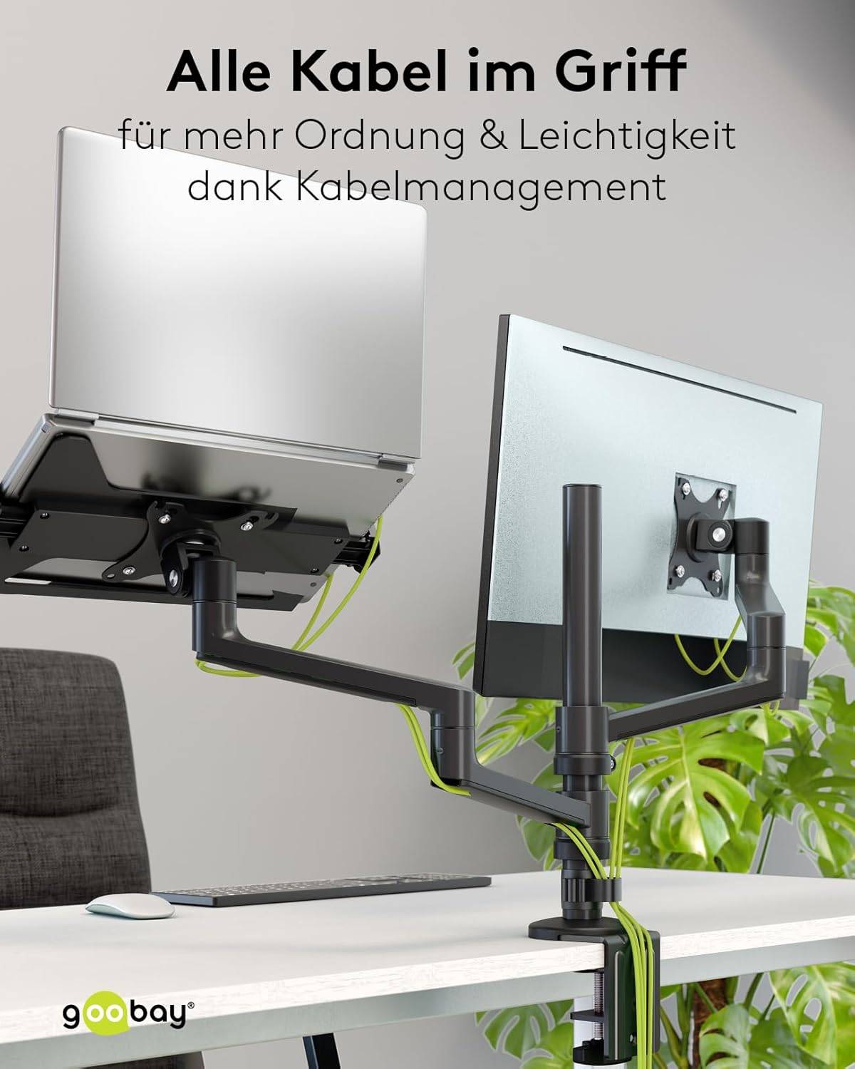 Goobay 70818 Laptophalterung für Montage am Monitor-Arm 29 cm (11,6") - 44 cm (17,3") VESA 9 kg-5