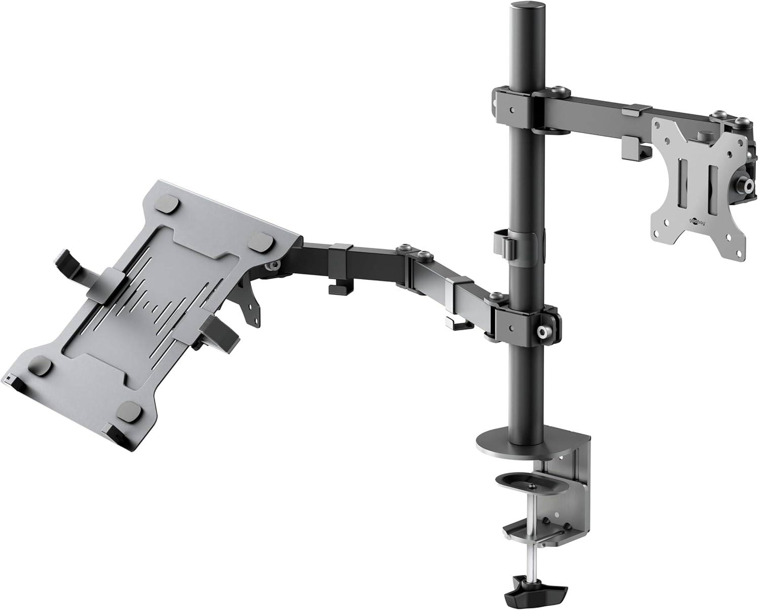 Goobay 70815 Monitorhalterung mit Laptop-Arm (4,5 kg) zur Tischmontage 33 cm (13") - 81 cm (32") schwenkbar neigbar 8 kg-0