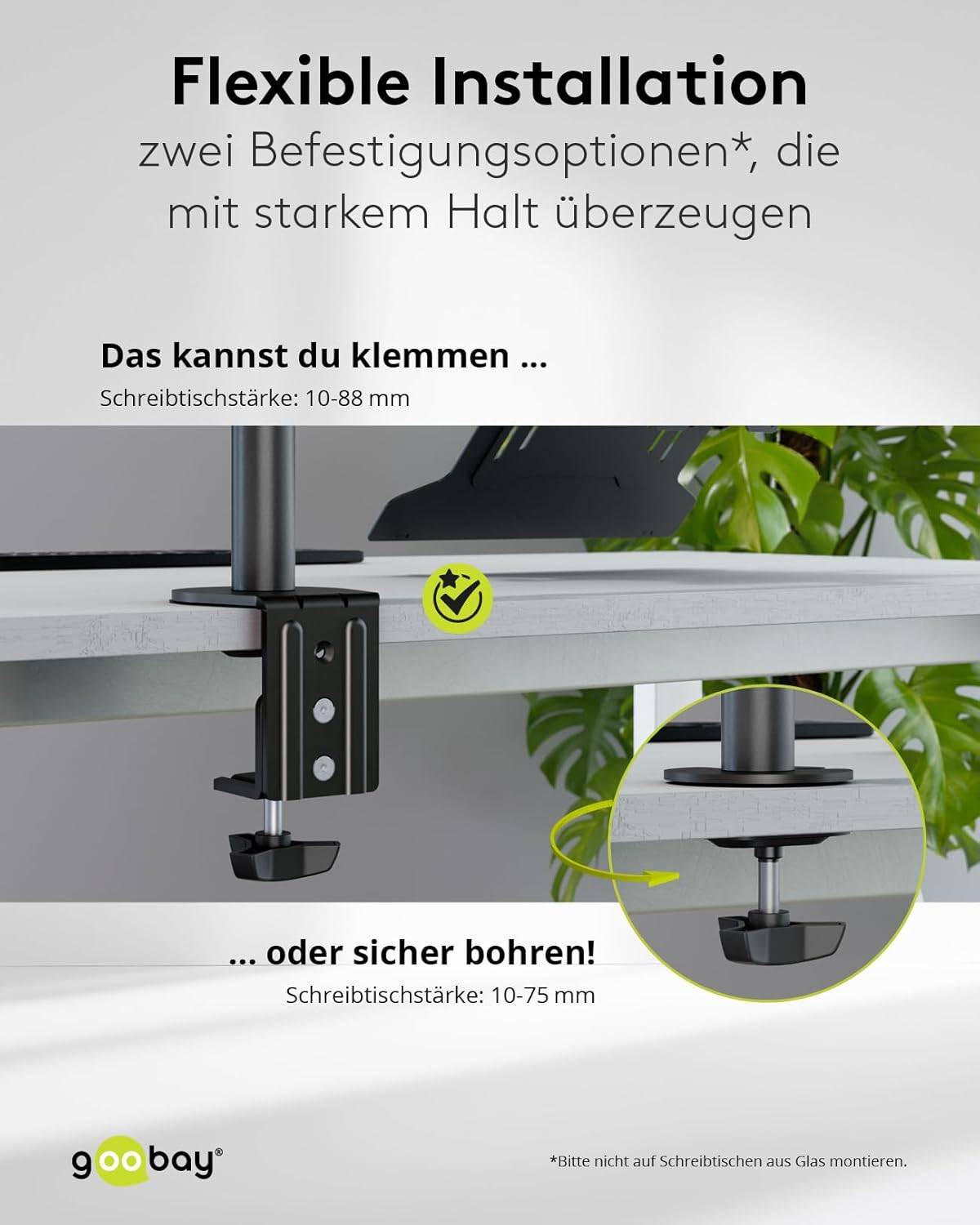 Goobay 70815 Monitorhalterung mit Laptop-Arm (4,5 kg) zur Tischmontage 33 cm (13") - 81 cm (32") schwenkbar neigbar 8 kg-4