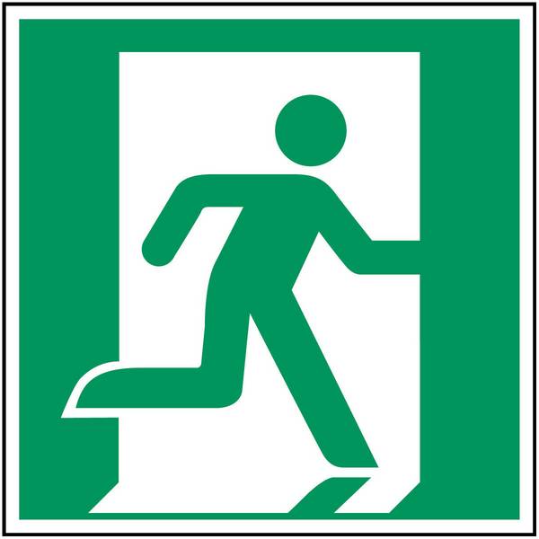 Erste Hilfe & Fluchtweg • Rettungsweg (rechts) • E002 • 315x315 mm • B-7527