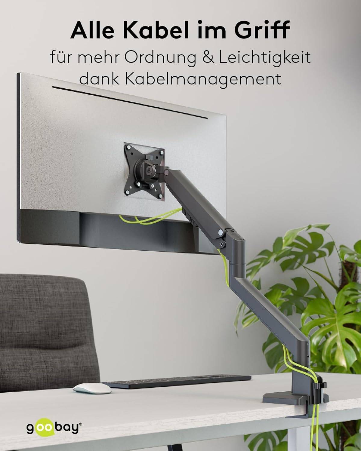 Goobay 70813 Monitorhalterung Gasdruckfeder 43 cm (17") - 81 cm (32") Tischmontage Monitorarm schwenkbar neigbar 9 kg-5