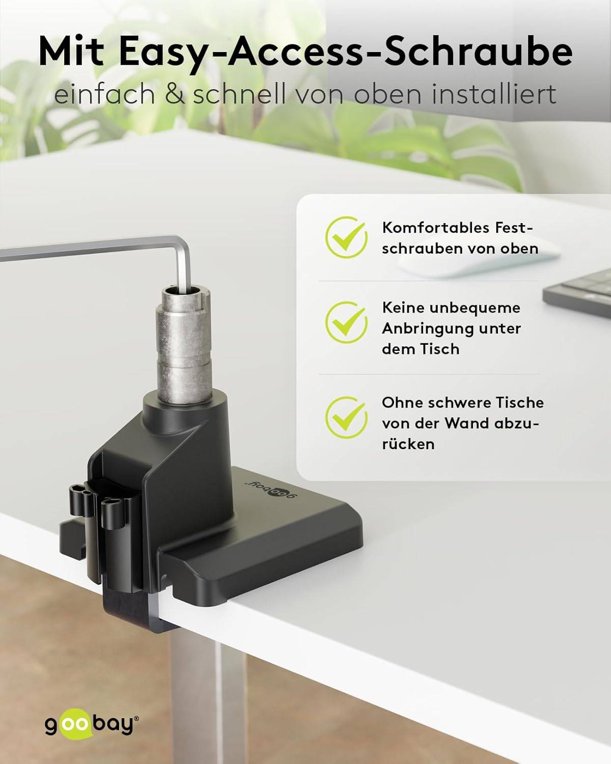 Goobay 70813 Monitorhalterung Gasdruckfeder 43 cm (17") - 81 cm (32") Tischmontage Monitorarm schwenkbar neigbar 9 kg-4