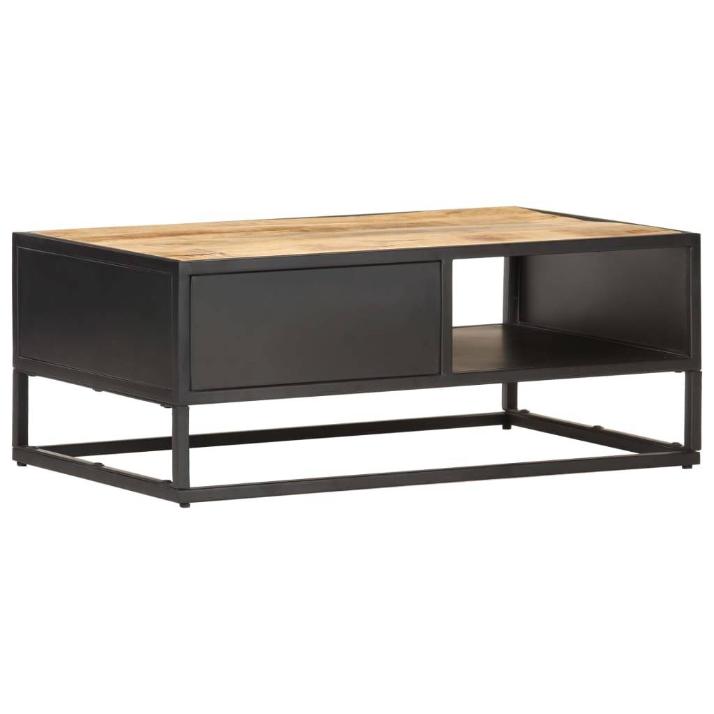 vidaXL Couchtisch mit Geschnitzter Tür 90x55x36 cm Raues Mangoholz-4