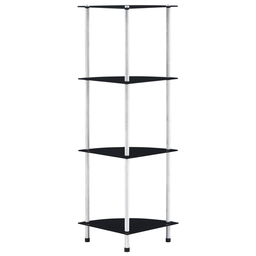 vidaXL Regal mit 4 Ablagen Schwarz 30x30x100 cm Hartglas-0