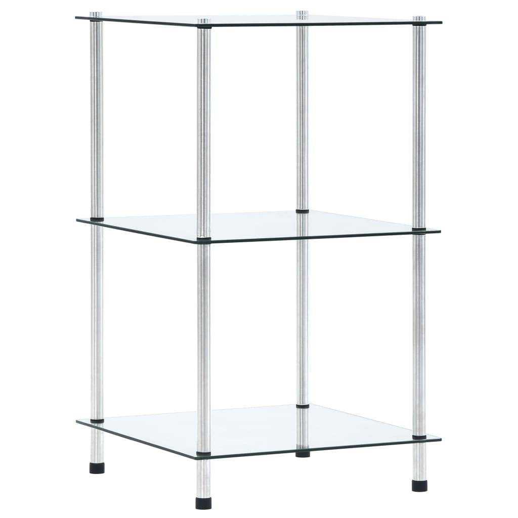 vidaXL Regal mit 3 Ablagen Transparent 40x40x67 cm Hartglas-0