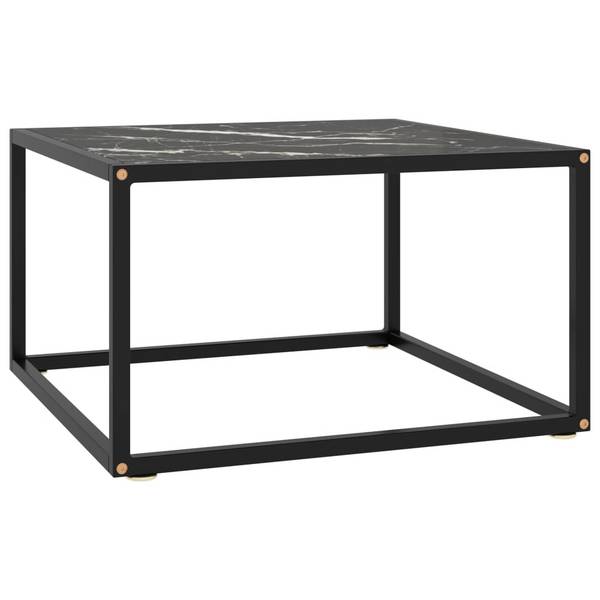 Beistelltisch Schwarz mit Schwarzer Marmor-Optik Glas