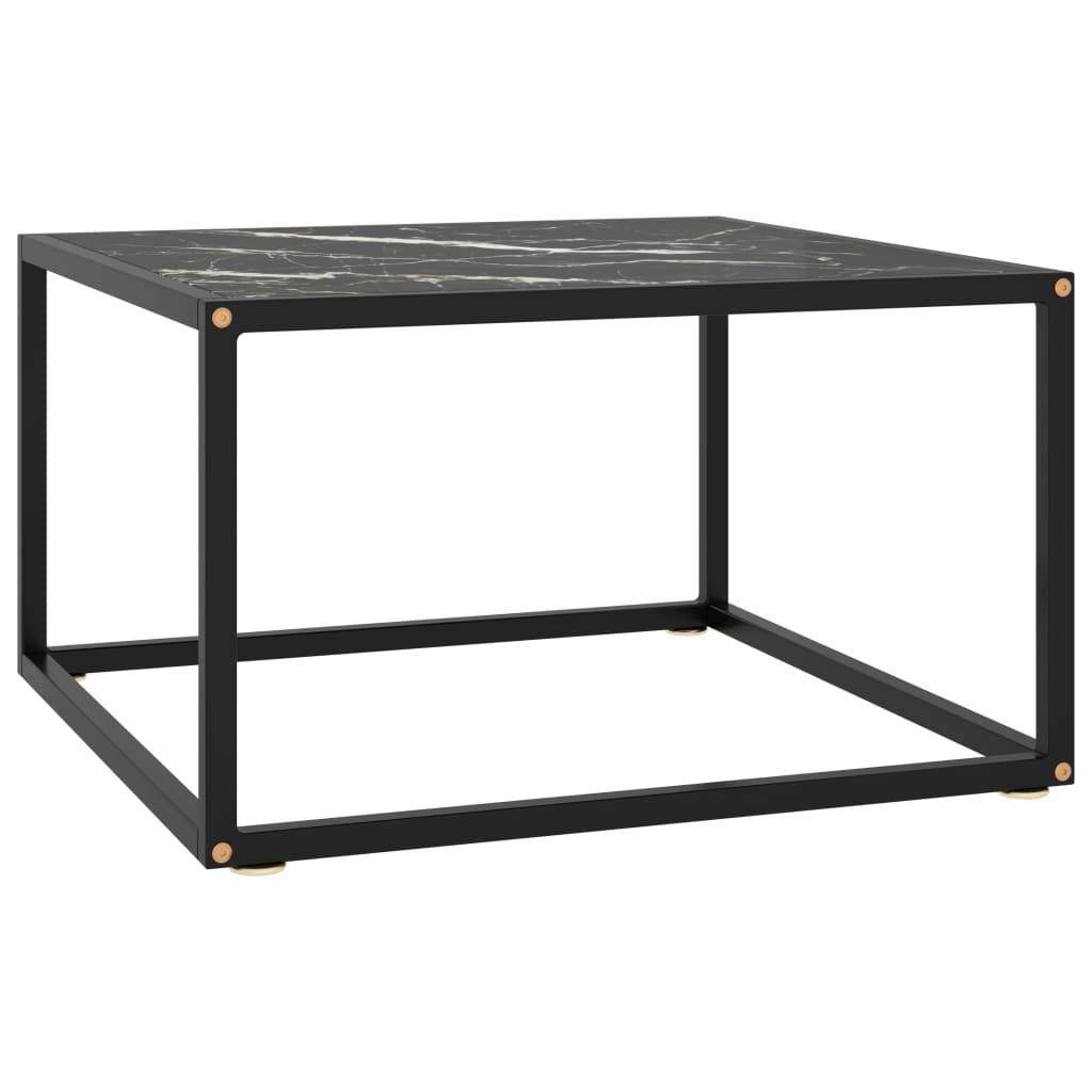 Beistelltisch Schwarz mit Schwarzer Marmor-Optik Glas-0