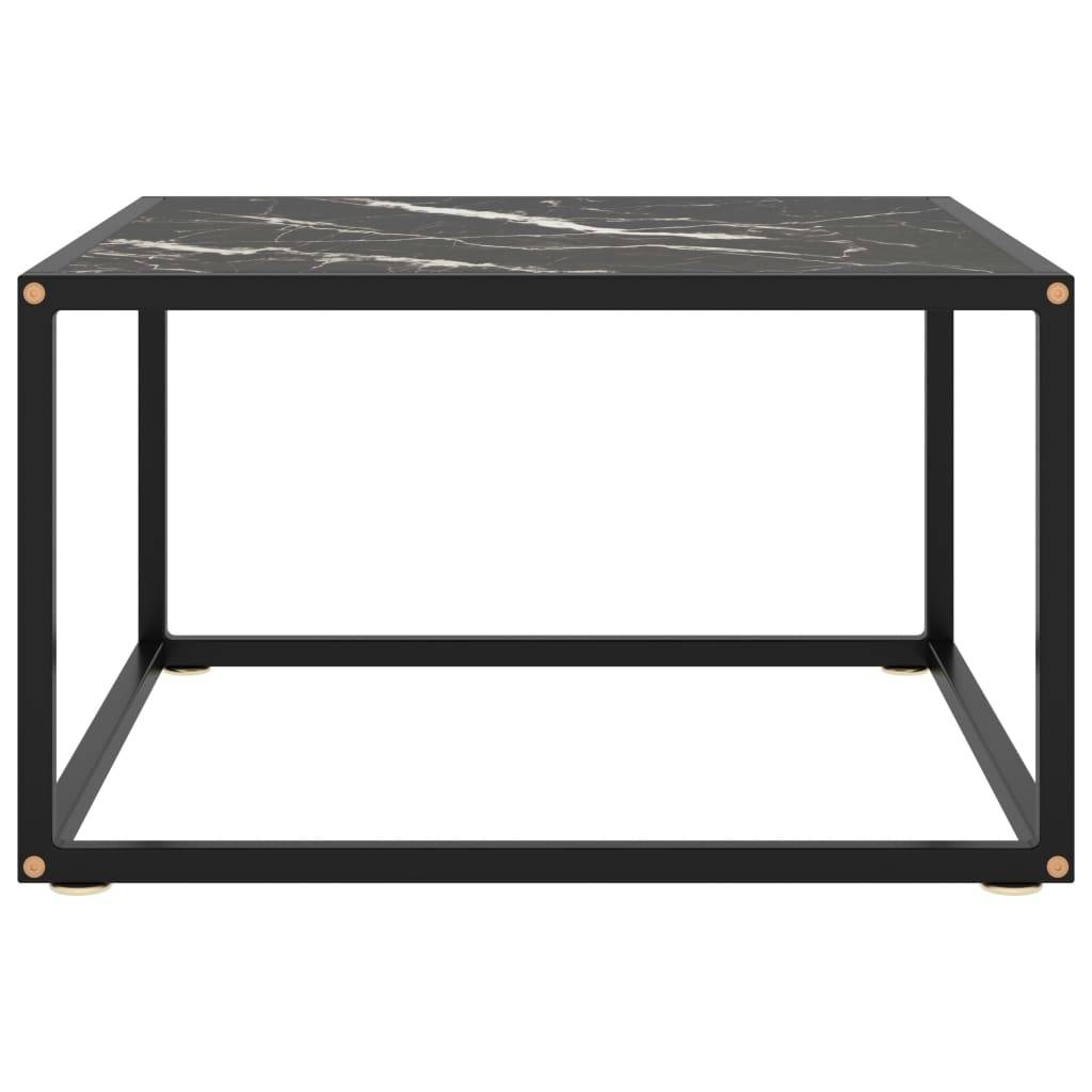 Beistelltisch Schwarz mit Schwarzer Marmor-Optik Glas-2