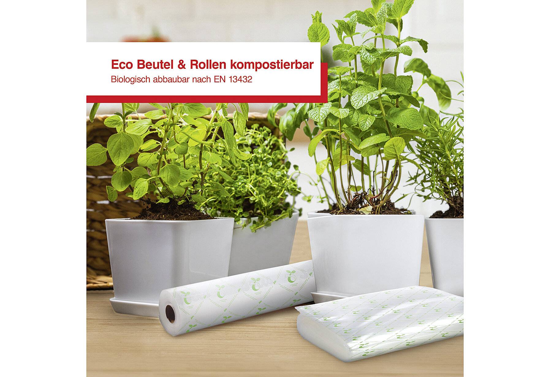 Solis kompostierbare Vakuumierrollen 30 x 600 cm für Vakuumierer, 2 Rollen für Vakuumbeutel-1
