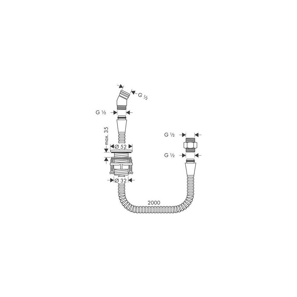 hansgrohe Brausenhalter mit Schlauch 2000mm für Wannenrand, Chrom-2