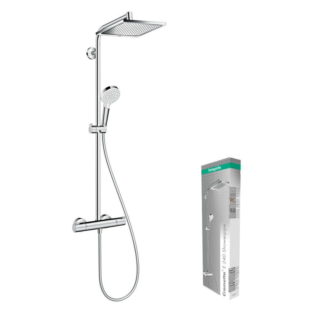 Hansgrohe Crometta E Showerpipe Duschsystem 240mm, 1jet, 15l/min, Thermostat, Chrom-2
