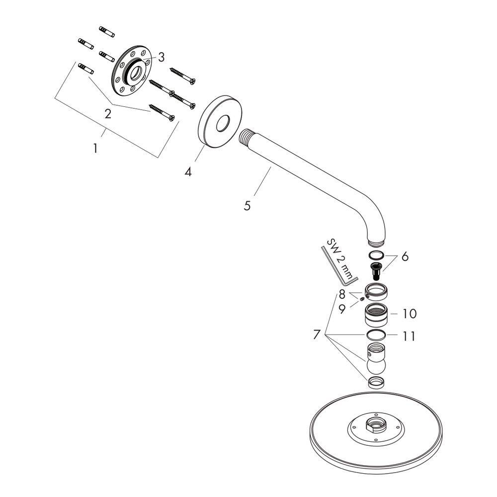 Hansgrohe Raindance S Kopfbrause 240mm, 18l/min, 1jet, Brausearm, Chrom-2