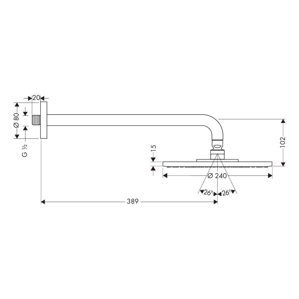 Hansgrohe Raindance S Kopfbrause 240mm, 18l/min, 1jet, Brausearm, Chrom-3