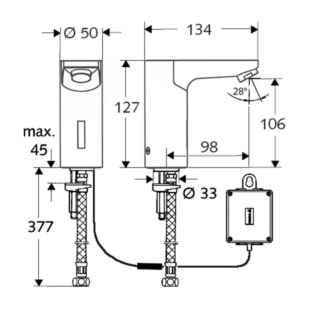 Schell Celis E HD-K Elektronische Waschtischarmatur, Kaltwasser, Batteriebetrieb, Chrom-1