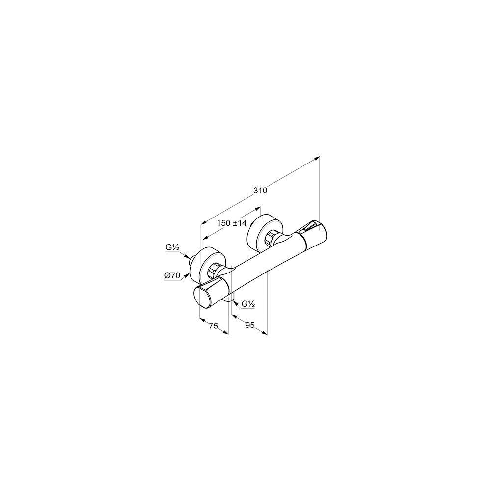 KLUDI ZENTA Thermostat Brausearmatur ohne Brausegarnitur chrom-2