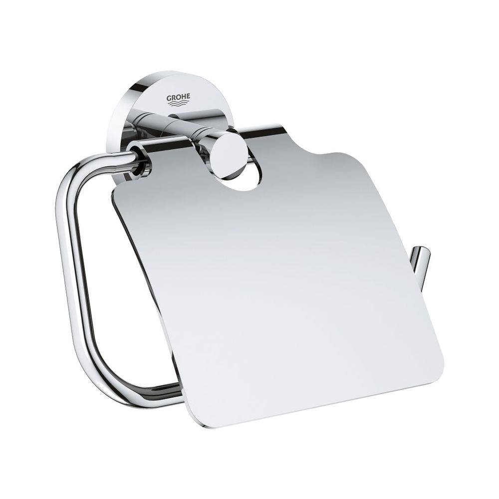 Grohe Essentials WC-Papierhalter, Toilettenpapierhalter mit Deckel, Chrom, 40367001-0