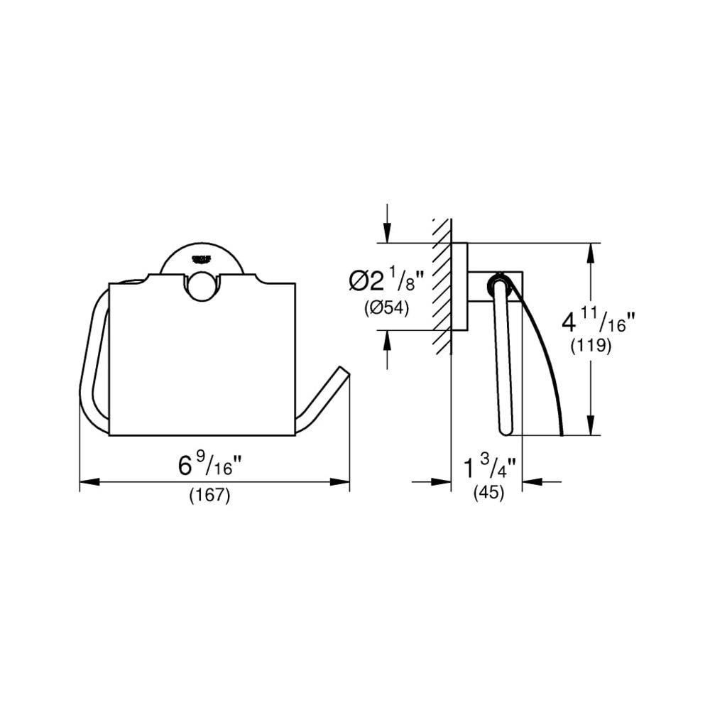 Grohe Essentials WC-Papierhalter, Toilettenpapierhalter mit Deckel, Chrom, 40367001-2