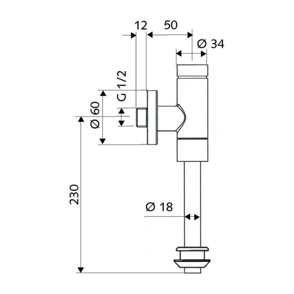 Schell Schellomat Aufputz Urinal Druckspüler Basic, Innenverbinder, 1/2", Chrom-1