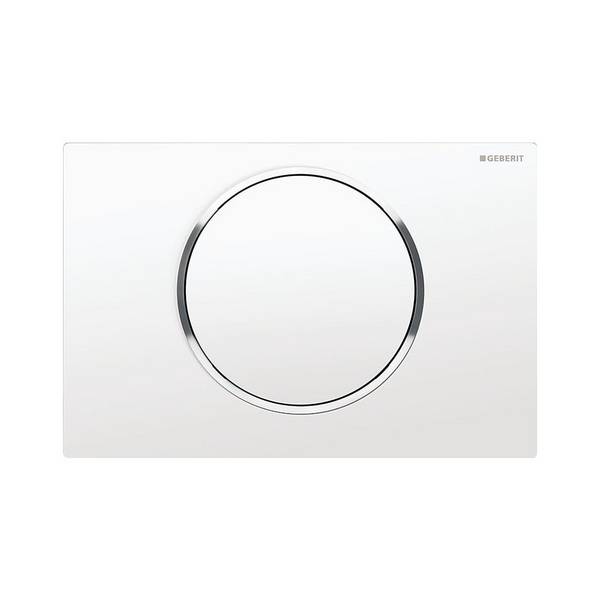 Geberit Drückerplatte Sigma10, für Spül-Stopp-Spülung Weiß, Hochglanz verchromt