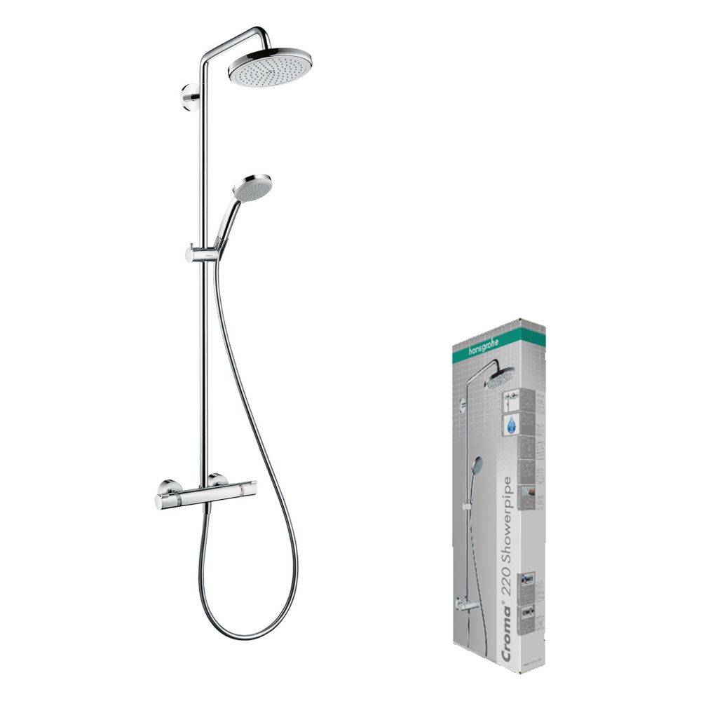 Hansgrohe Croma Showerpipe 220mm 1jet 15l/min mit Thermostat, Chrom-2