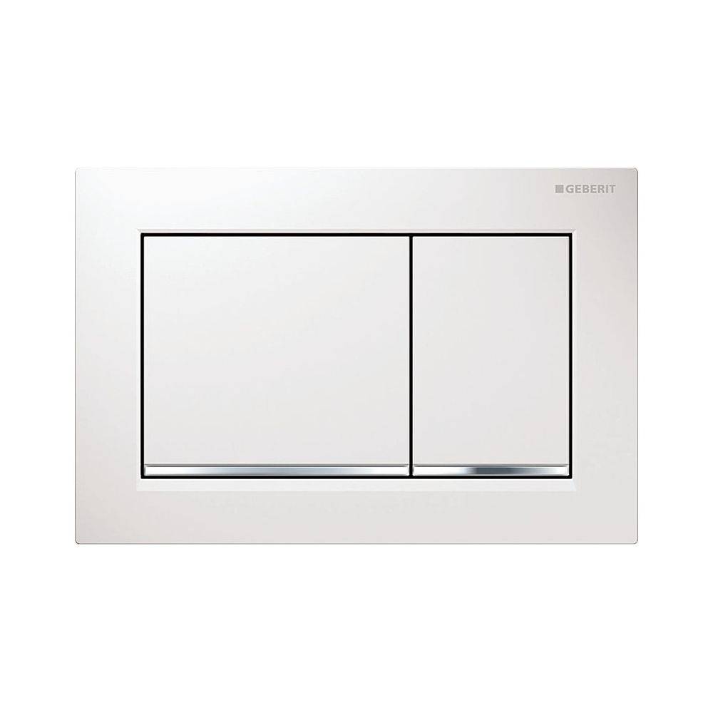 Geberit Betätigungsplatte Omega20, 2-Mengen-Spülung, Kunststoff, Weiß/Chrom-0