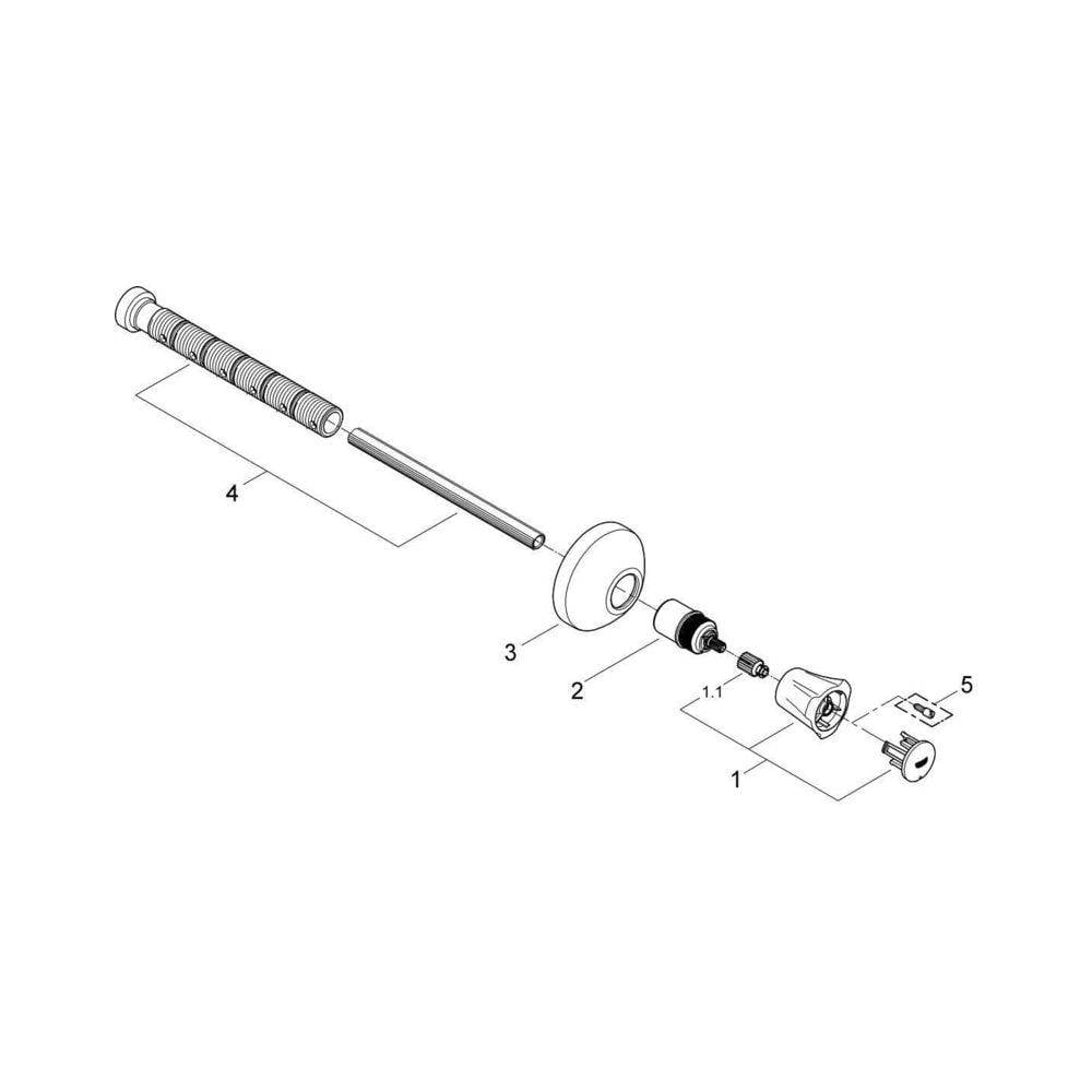 Grohe Costa Unterputzventil Oberbau, Einbautiefe stufenlos einstellbar 20-200mm, Blaue Markierung, Chrom, 19806001-3
